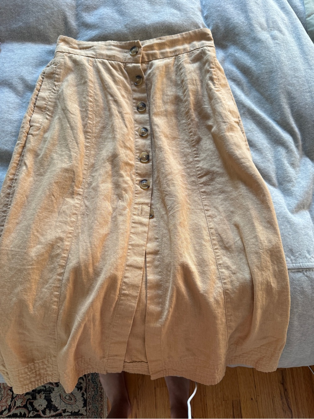 Universal Thread Tan Button-Front Midi Skirt